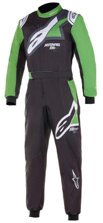 Alpinestars KMX-9 v2 Graphic 1 Kart Racing Suit Black / Green Front Image